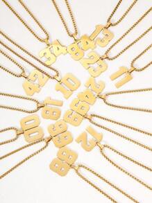 1 Pc Golden Digital Necklace For Men And Boys, Personalized And Customized Lucky Stainless Steel Knitted Baseball/Football/Basketball Digital Chain Pendant For Both Men And Women,If There Are Too Many Product Styles, Please Refer To The Actual Product Received