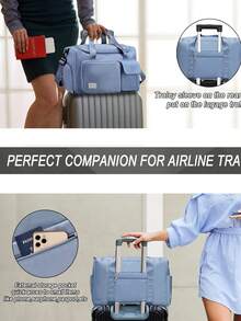 一件裝男女運動包,運動行李袋帶鞋隔層,防水旅行行李袋,乾濕分離口袋,週末過夜攜帶旅行包,運動、健身、旅行 - 霧霾藍 - 查看 6