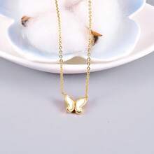 1pc Simple & Delicate Stainless Steel Butterfly Bone Chain Suitable For Women's Daily Wear - Yellow Gold - View 4