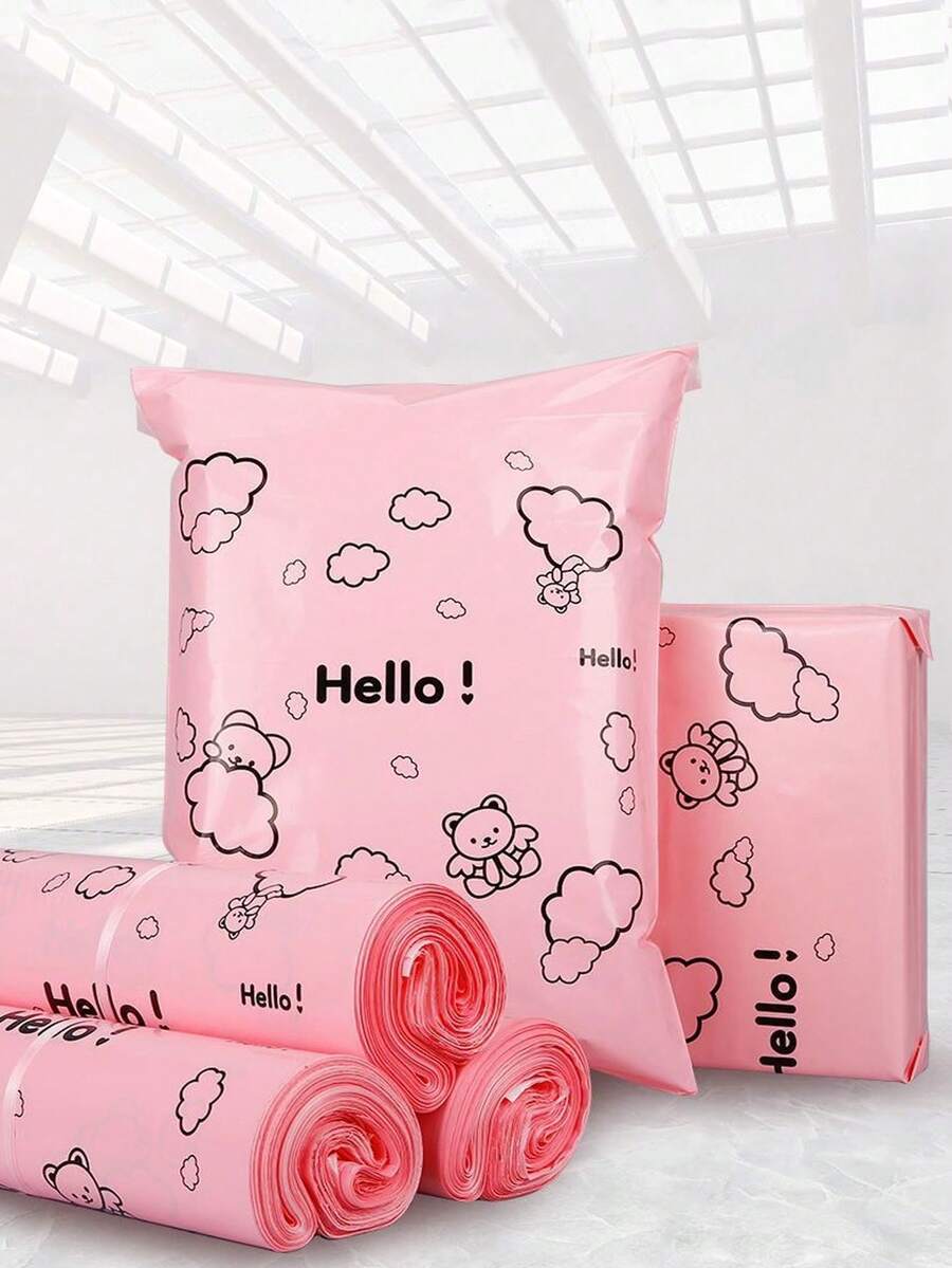 50 cái Màu hồng Phim hoạt hình dễ thương Thiết kế Có thể mang đi Tự dính Dày Không thấm nước Bao bì Cho văn phòng Và Vận chuyển - Hồng - Xem 1