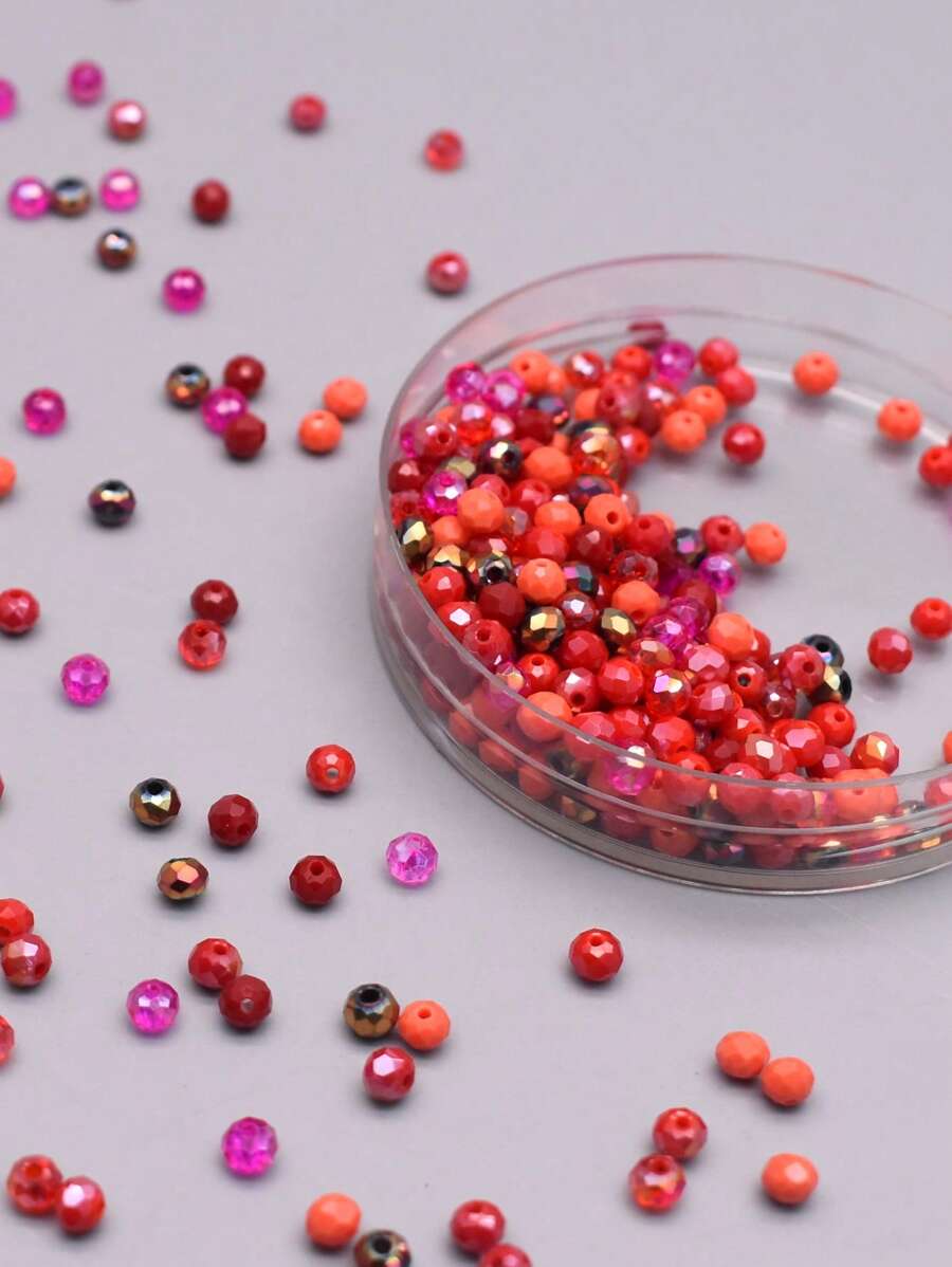 200pcs 4mm Round Red Color MIix loose Beads DIY Accessories - Multicolor - View 1