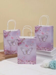 Bolsas De Regalo De Papel Kraft De 3 Piezas/cartón Con Patrón De Dibujos Animados - Multicolor - Ver 2