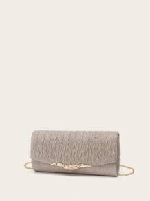 Women's Sparkling Shiny Envelope Clutch With Detachable Chain Strap - Champagne - View 4