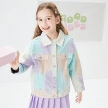 Balabala Tween Girl Allover Flower Print Denim Coat - Green - View 4