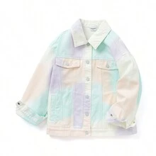 Balabala Tween Girl Allover Flower Print Denim Coat - Green - View 5