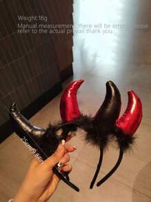 1pc Small Devil Horns Headband For Festival Performance Party Costume, Gothic Style Devil Accessories - Red - View 2