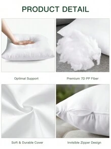 4pcs Throw Pillow Inserts, Halloween Decor ,Down Alternative Pillow Core,Soft Cushion Inner, White Decorative Pillow Inserts For Bedroom Living Room Sofa - 白色 - 查看 6