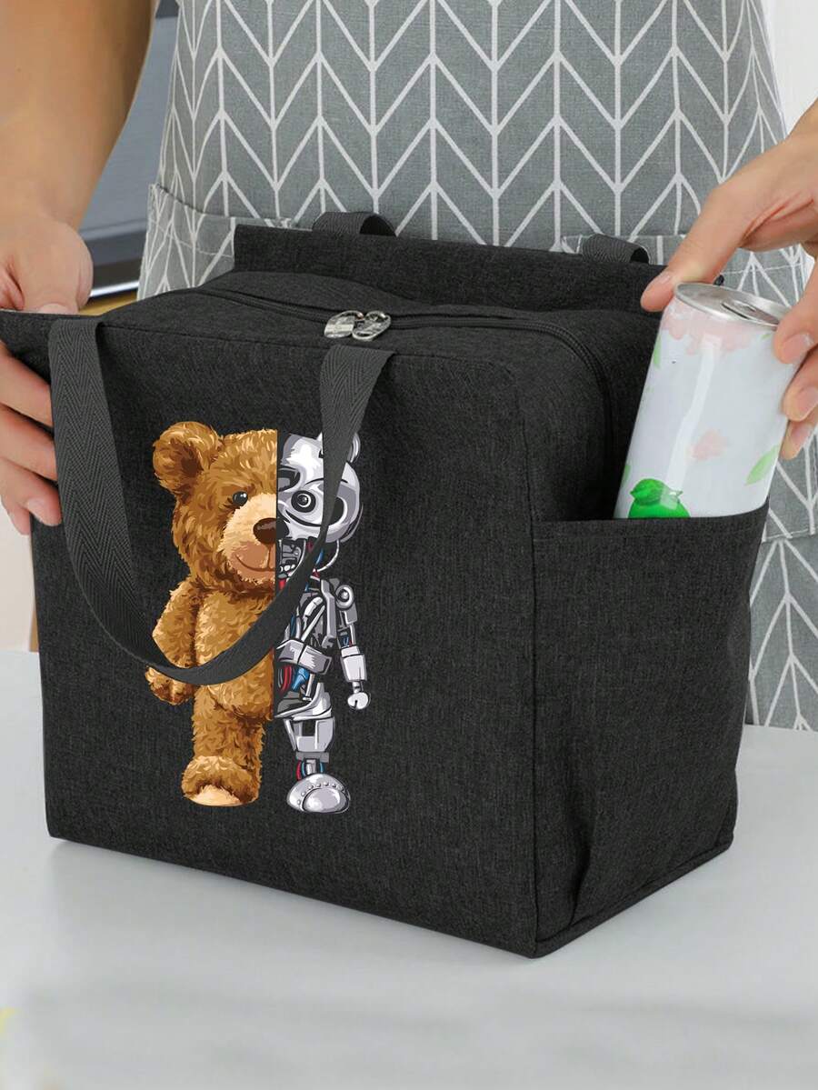 Thermal Bag, Cooling Bag, Heat-Preservation Bag, Portable Picnic Bag, Waterproof Lunch Bag For Outdoor Camping And Hiking School Organizer Bags Teacher Storage Bags Classroom Bags Classroom Organizer Bags - Black - View 1