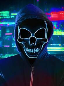 1入組led發光骷髏頭箍萬聖節服飾配件,具有3種閃爍模式,適用於派對、節日、角色扮演,適用於成人、男性和女性