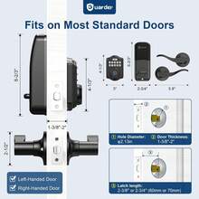 không chìa khóa Lối vào Khóa Cửa , Vân tay Khóa Cửa Với 2 Bộ , Mặt trước Khóa Cửa Bộ , Đồng hồ điện tử Số , 300 , IP56 Không thấm nước , Dễ dàng để cài đặt ( Đen ) - màu đen - Xem 6