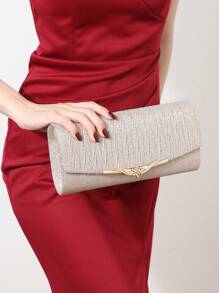 Women's Sparkling Shiny Envelope Clutch With Detachable Chain Strap - Champagne - View 2