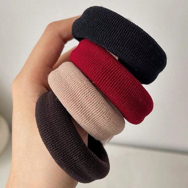 5pcs Women's Multicolor Elastic Hair Ties Accessories, Including Wide Band, Thick Band, Hair Ties And Scrunchies. Perfect For High Ponytail At Parties, Shopping And Dates Casual,Woman Head Accessories, Woman Hair Accessories Ponytail Holders, Hair Bobbles