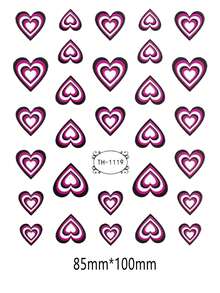 1sheet Black And Pink Gradient Heart Design Nail Art Sticker Decals - Multicolor - View 2