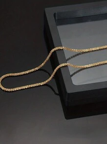 CVNANA 1pc Shiny Full Of Stars Necklace Unisex Glittering Titanium Steel Collarbone Chain Couple Sweater Chain Adjustable