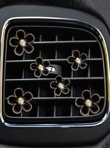 6入組合金菊花形狀的車用空氣出風口夾式車用空氣清新劑裝飾品