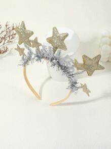 1pc Silver Star & Golden Glitter "Happy New Year" Letter Headband, New Year Series