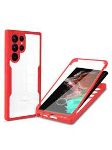 360° Full-Protection Acrylic Backboard, Tpu Frame, Pet Screen Integrated Anti-Fall Phone Case, Yellowing Resistance, With Protective Film - Black - View 4