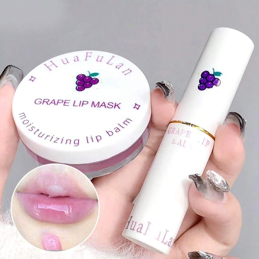 唇膏口紅套裝（葡萄味）保濕、防乾裂，適合日常唇部護理禮物 - 葡萄 - 查看 1