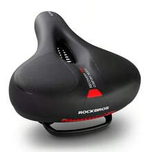 ROCKBROS Bike Seat Comfort Bike Saddle Mountain Bicycle Accessories For Men Women Soft Wide Bike Seat Cushion Dual Shock Absorbing With Reflective Strip - 紅色 - 查看 1