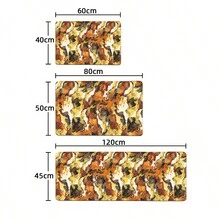 1pc Orange-yellow Geometric Pattern Modern Abstract Art Printed Polyester Fiber Absorbent Non-slip Mat, Suitable For Kitchen, Garden Ground Decoration, Entrance Doormat, Bathroom Mat - Orange - View 4