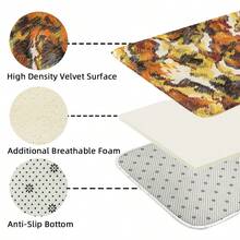 1pc Orange-yellow Geometric Pattern Modern Abstract Art Printed Polyester Fiber Absorbent Non-slip Mat, Suitable For Kitchen, Garden Ground Decoration, Entrance Doormat, Bathroom Mat - Orange - View 7