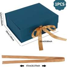 Luxury Gift Box with Ribbon,Magnetic Gift Box with Lids,Large Present Boxes,Gift Packaging Decorative Box,Presentation Box for Gifts,22x18x8cm Gift Cardboard Box for Party Gift Packaging Navy Blue - Navy Blue - View 2