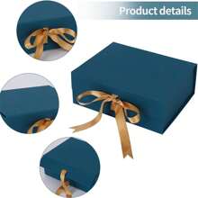 Luxury Gift Box with Ribbon,Magnetic Gift Box with Lids,Large Present Boxes,Gift Packaging Decorative Box,Presentation Box for Gifts,22x18x8cm Gift Cardboard Box for Party Gift Packaging Navy Blue - Navy Blue - View 3