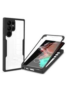 360° Full-Protection Acrylic Backboard, Tpu Frame, Pet Screen Integrated Anti-Fall Phone Case, Yellowing Resistance, With Protective Film - Black - View 12