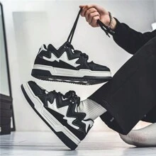 男士时尚百搭轻便透气低帮休闲厚底鞋 - 黑色 - 查看 7