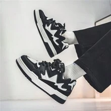 男士时尚百搭轻便透气低帮休闲厚底鞋 - 黑色 - 查看 6