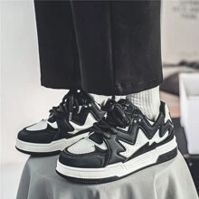 男士时尚百搭轻便透气低帮休闲厚底鞋 - 黑色 - 查看 4