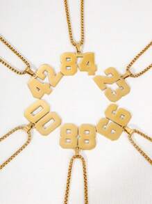 1 Pc Golden Digital Necklace For Men And Boys, Personalized And Customized Lucky Stainless Steel Knitted Baseball/Football/Basketball Digital Chain Pendant For Both Men And Women,If There Are Too Many Product Styles, Please Refer To The Actual Product Received