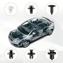 100 件汽车紧固件固定夹 6 号塑料汽车推针铆钉套装，汽车保险杠车身门饰板夹套件，适用于卡车和摩托车（袋装） - 黑色 - 查看 5