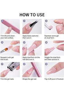 美甲實心聚合凝膠套裝,透明白色2件裝延展凝膠套裝,美甲強化修復凝膠美甲套裝,包含60件美甲模具,適用於初學者在家製作美甲設計 - 彩色 - 查看 8