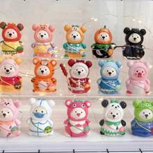 [1 石膏/1 上光油/6 色顏料/1 筆]背包小熊石膏娃娃 Diy 香薰鏤空 3d 塗鴉白胚 - 彩色 - 查看 3