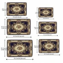 1 件复古波西米亚风格地毯，欧式低绒现代装饰地毯，带防滑背衬和泡沫垫，适用于客厅/卧室/厨房，颜色：黑色、粉色 - 彩色 - 查看 2