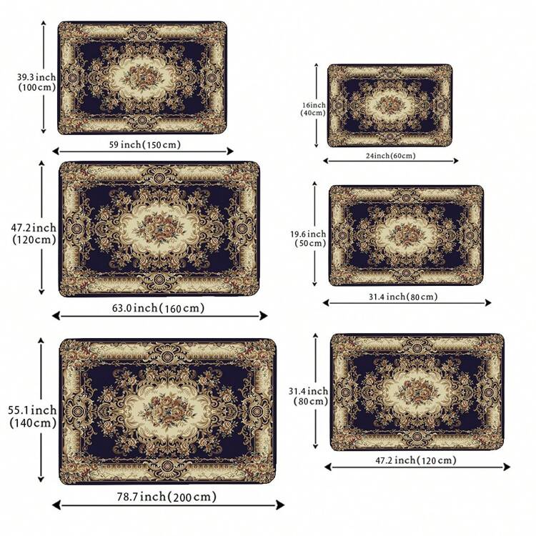 1pc Vintage Bohemian Area Rug, European Style Low Pile Modern Decorative Carpet With Non-Slip Backing And Foam Pad, Suitable For Living Room/Bedroom/Kitchen, Color: Black, Pink - Multicolor - View 2