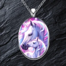 1個時尚創意橢圓形馬銅合金吊墜項鍊,適合作為節日禮物並可日常佩戴,適合女性