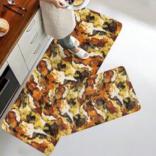 1pc Orange-yellow Geometric Pattern Modern Abstract Art Printed Polyester Fiber Absorbent Non-slip Mat, Suitable For Kitchen, Garden Ground Decoration, Entrance Doormat, Bathroom Mat - Orange - View 2