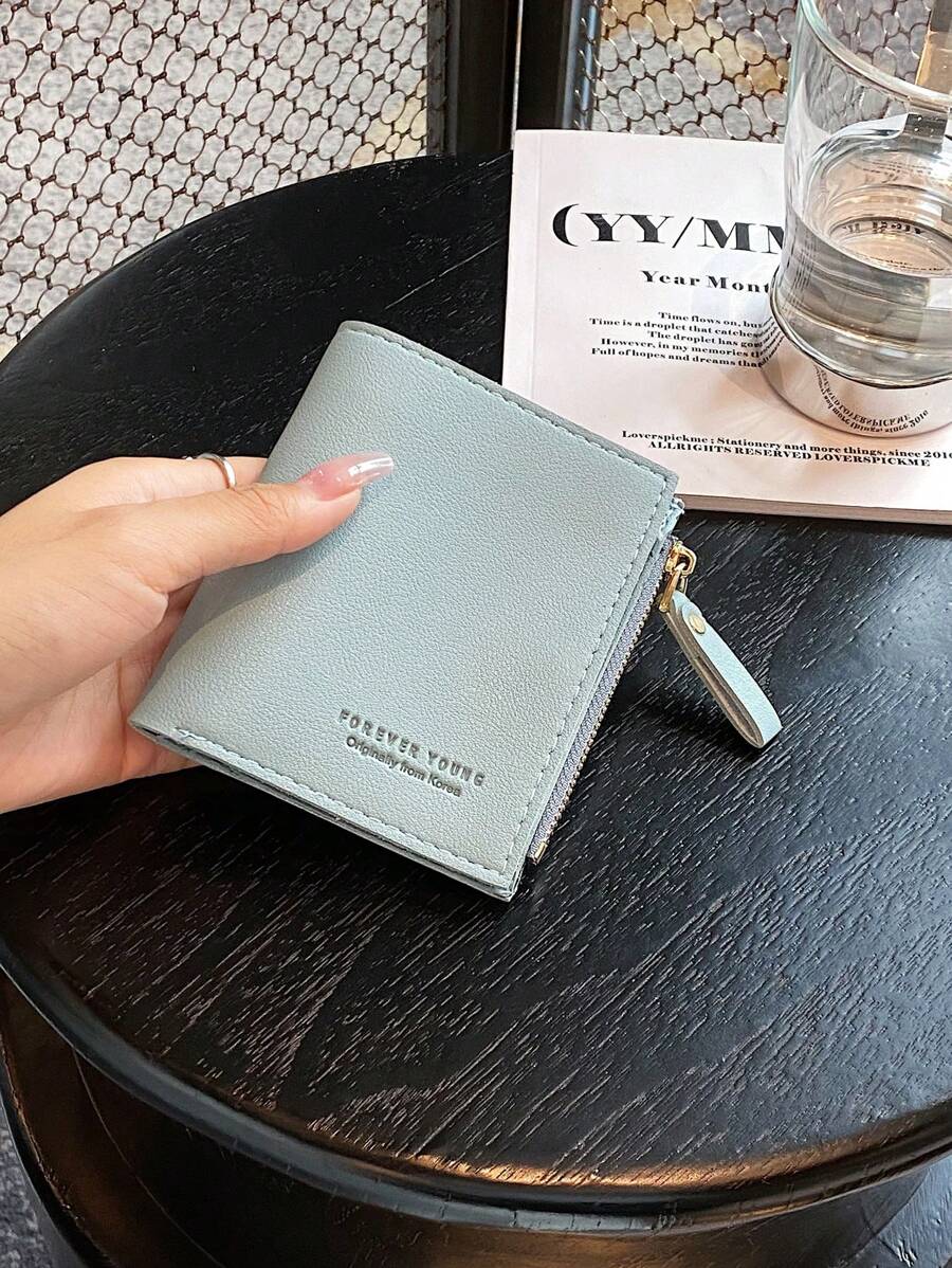 Vertical Fresh Style Bifold Wallet - Blue - View 1