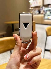 1pc Gold-trimmed White 3-button Tpu Car Key Protective Cover Case For Mitsubishi Cars - Multicolor - View 2