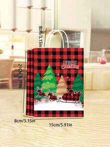 Christmas Party Gift Paper Carrier Bag, 8pcs Mixed Pattern Per Pack - Multicolor - View 2