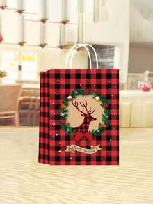 Christmas Party Gift Paper Carrier Bag, 8pcs Mixed Pattern Per Pack - Multicolor - View 3