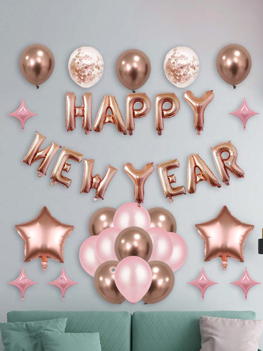 36 件新年快樂鋁箔氣球派對裝飾套裝