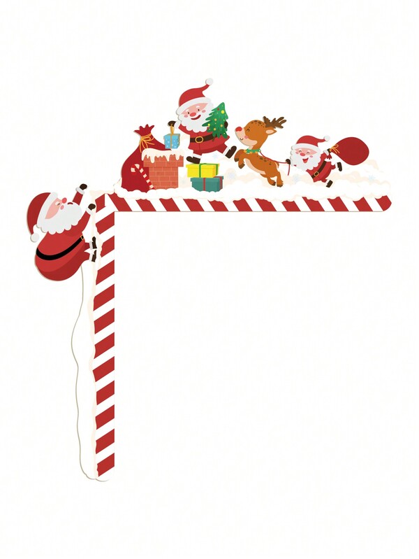 Putuo Decor Putuo Decor 1pc Merry Christmas Decor Door Corner Sign, Hot Cocoa Santa Claus Sleigh Wood Frame Corner Decoration for Front Door Office Living Room Gifts