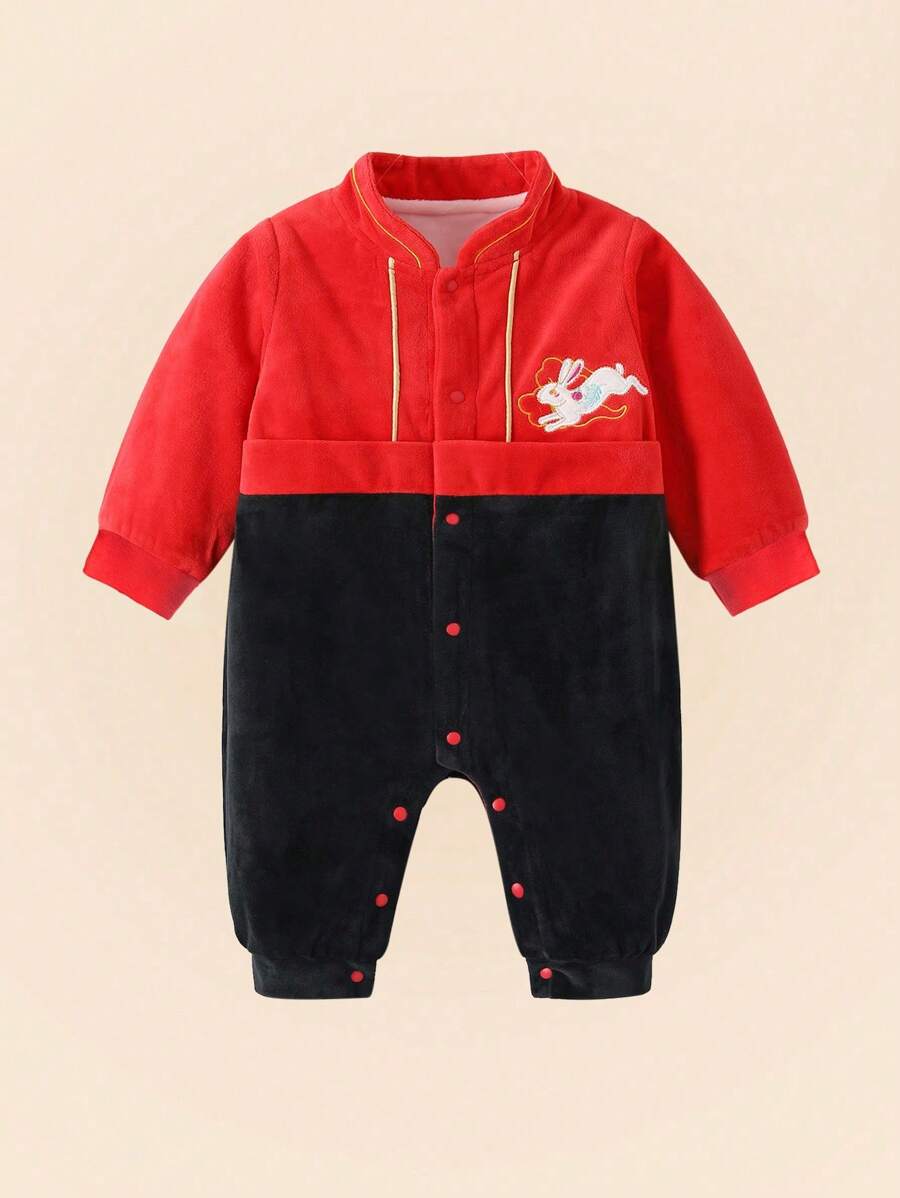 Mono estampado con conejos rojos y negros para bebé niño - Multicolor - Ver 1