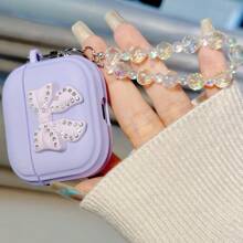 Caja Chispeante Púrpura Del Auricular De La Decoración Del Diamante Artificial Con El Bowknot Y La Cadena Cristalina - Morado - Ver 5