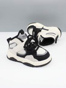 1pair Boys' Color Block Mid-Top Casual Sports Shoes