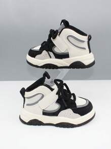 1pair Boys' Color Block Mid-Top Casual Sports Shoes
