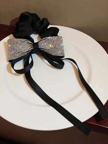 1 女款黑色领结、丝带、手工发带、发饰马尾辫固定器发圈弹性发绳 - 黑色 - 查看 3